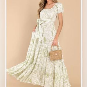 To New Hellos Green Print Maxi Dress